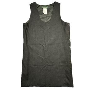 Vintage Wool Dress Harvé Bernard Womens 14 Side Button Black
